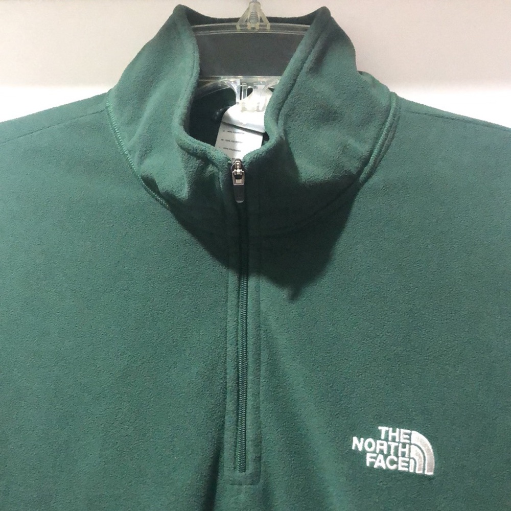 The North Face TKA 100 Sweatshirt Men XL Emerald Green Fleece Mock Neck Active - Picture 2 of 6